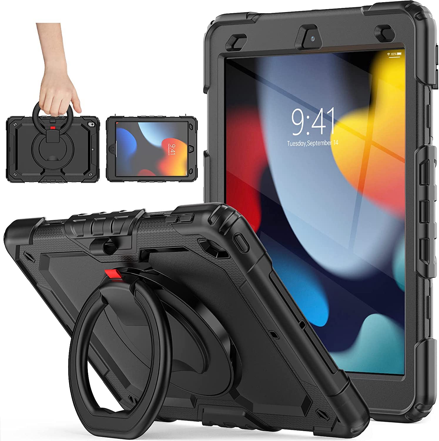 Étui robuste Defender Ring pour iPad 7/8/9 (7e/8e/9e génération) 10,2 Étui robuste Defender Ring pour iPad 7/8/9 (7e/8e/9e génération) 10,2